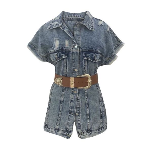 ⚜️Women's Fashion Street Ripped Mid-length Distressed Solid Loose Denim Jacket⚜️ - Picture 3 of 4